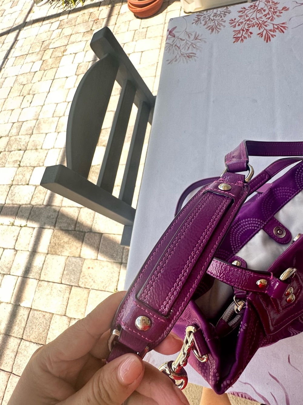 Coach Purple Signature Tote with Removable Strap - Picture 8 of 11